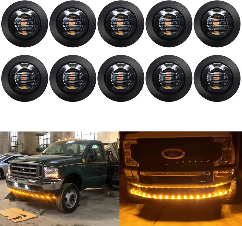 KEING 10 Pack Sealed Waterproof Mini Round 3/4 Inch Amber LED Marker Lights Signal Light 12V for Trailer Truck Bus Pickup Van ATV RV Lorry Caravan, 5 Years Warranty (Smoked Lens) - Image 1
